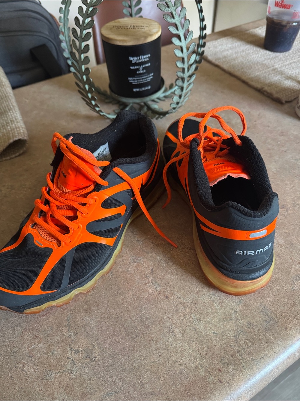 Boy’s Black & Orange Air Max Athletic Shoes with Air Sole